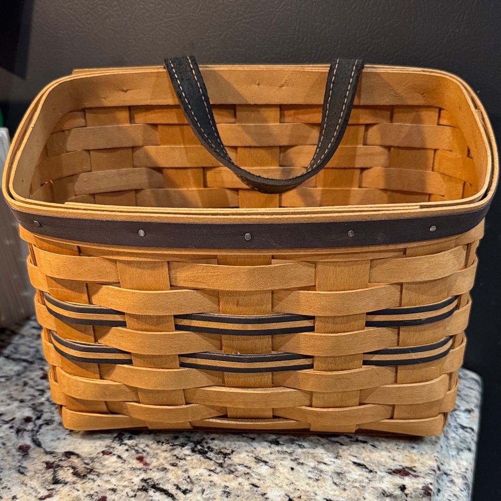 Longaberger Tan and Black Woven Basket